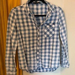 Long sleeve checkered blue cotton shirt